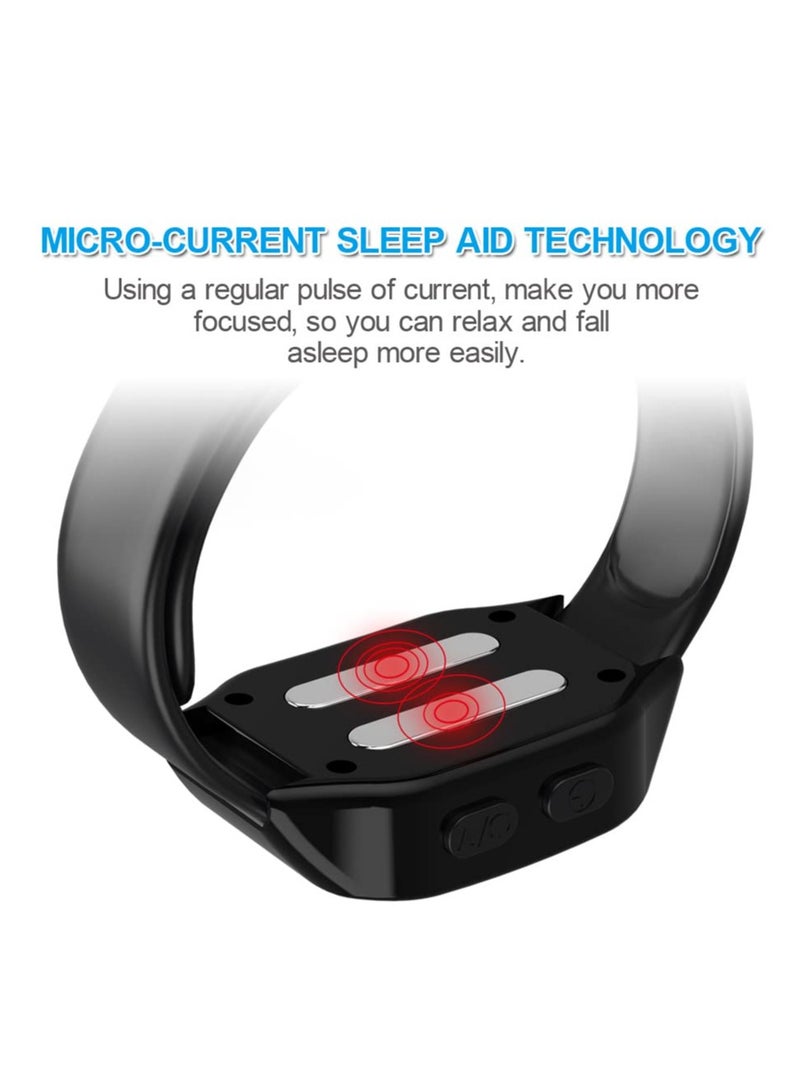 Sleep Aid Wristband Watch Device, Portable Microcurrent Sleep Technology Aid Machine, for Improve Sleep Microcurrent Pulse Sleeping Aid Instrument, Fast Asleep, Relief Relax Stress (Black)