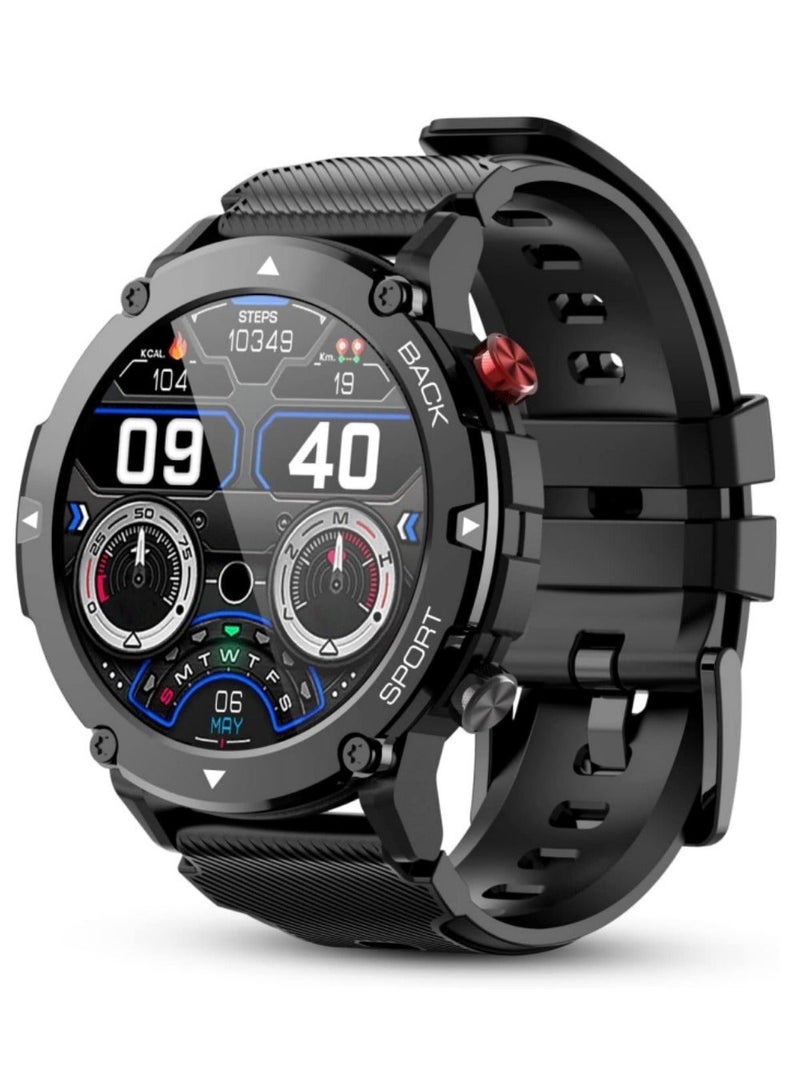 Military Smart Watches for Men, Bluetooth Call IP68 Waterproof Mens Smart Watch Tactical Heart Rate Tracker Fitness Watch for Android iOS Outdoor Sports Smartwatch