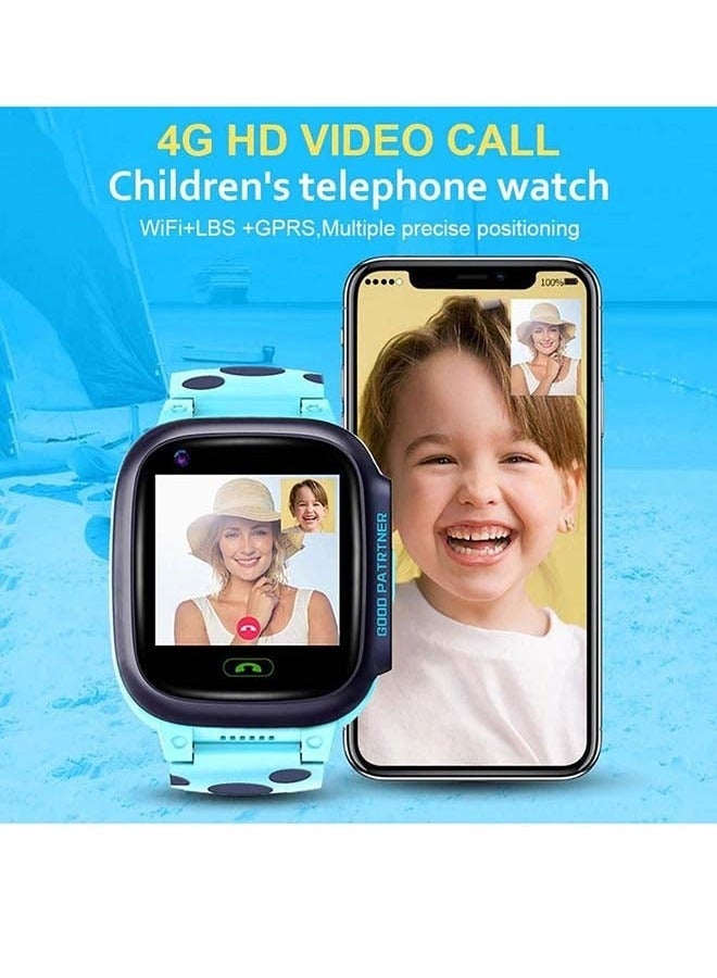 4G GPS Waterproof Kids Smart Watch in Blue, with Real-Time Location Tracking and Two-Way Call Functionality