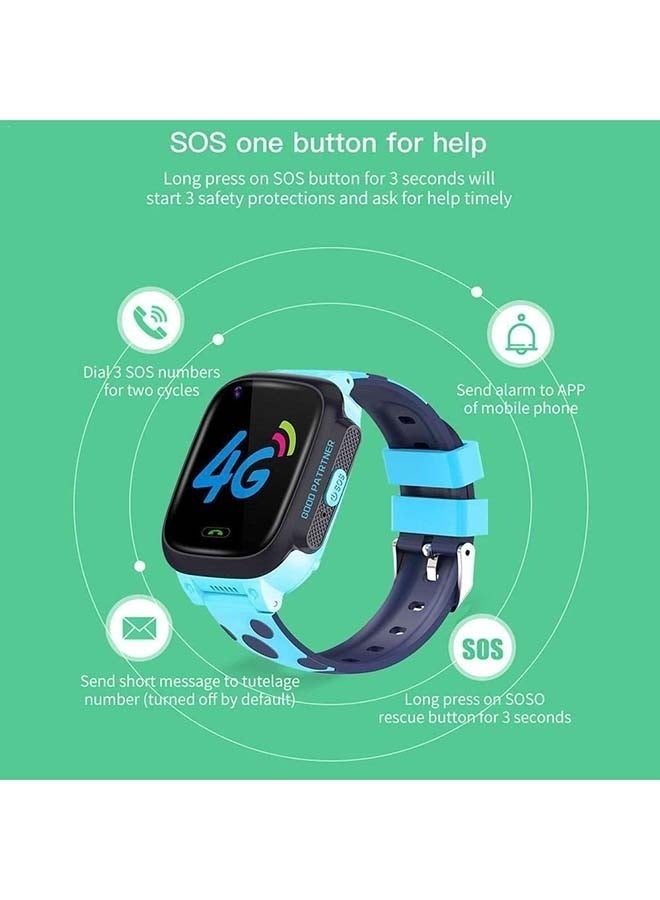 4G GPS Waterproof Kids Smart Watch in Blue, with Real-Time Location Tracking and Two-Way Call Functionality