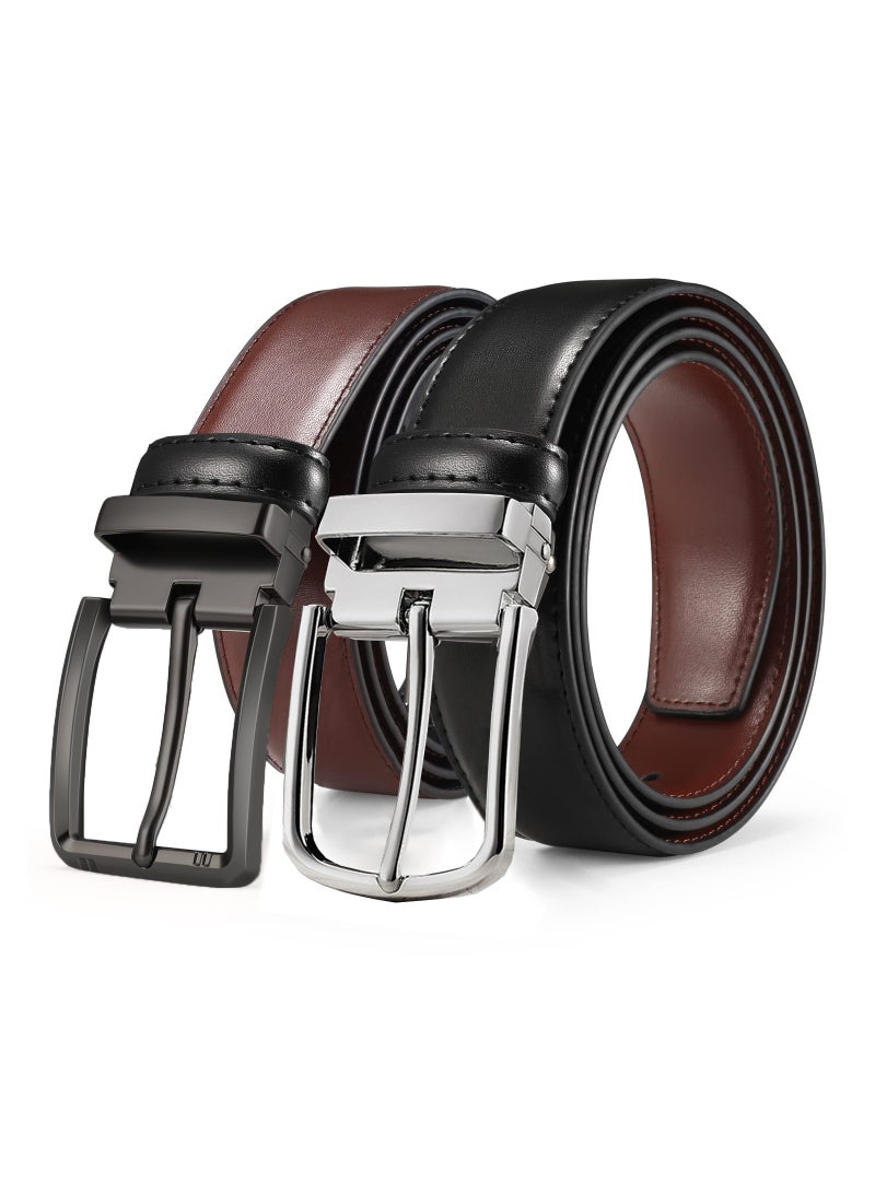 Men's Belt, Reversible Leather Belt, Mens Belt Full Grain Genuine Leather Belts, 1 3/8