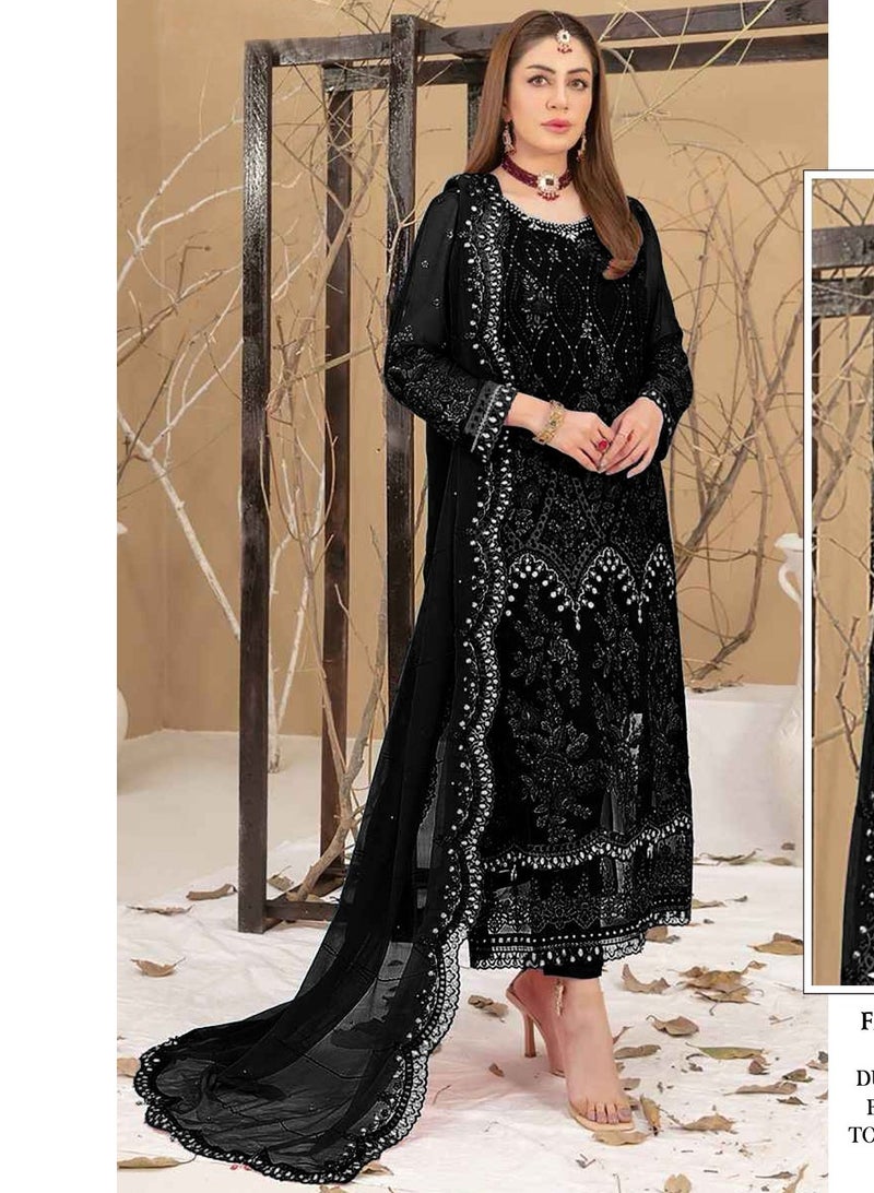 Pakistani Festival Eid Georgette Black Semi Stitched Salwar Suit