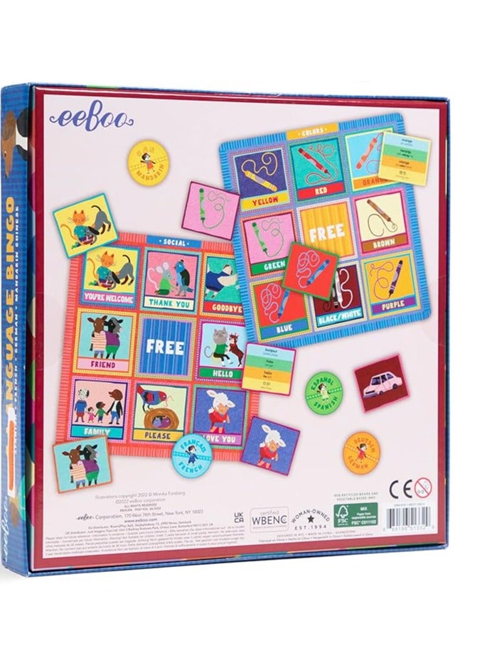 eeBoo 4 Language Bingo Game/Spanish, French, German, Mandarin Chinese/Ages 3+