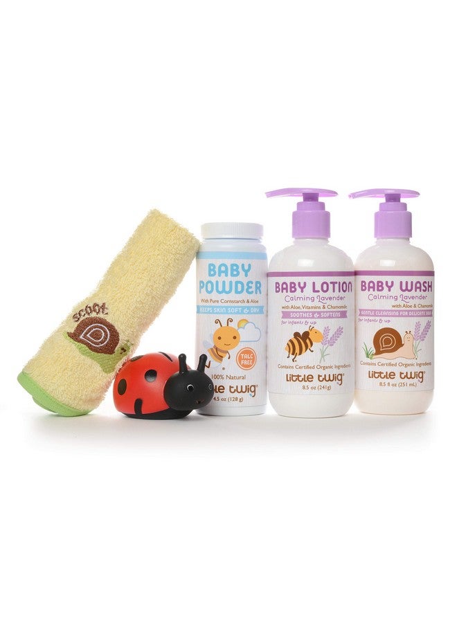 Baby Basics Baby Powder Plus Baby Wash And Lotion Washcloth And Tub Toy Gift Set Lavender/Unscented 1.9 Pound