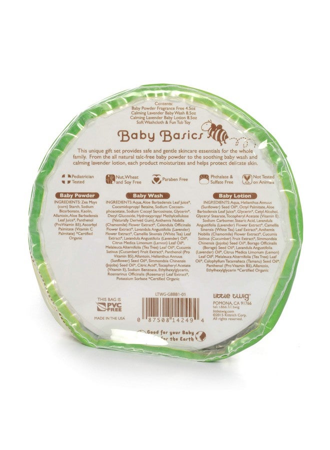 Baby Basics Baby Powder Plus Baby Wash And Lotion Washcloth And Tub Toy Gift Set Lavender/Unscented 1.9 Pound