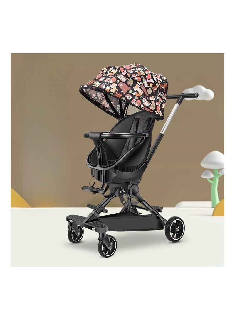 Compact and Portable One Second Folding Stroller Crib with Dinner Tray Perfect for Travel Vacation Outdoor Play