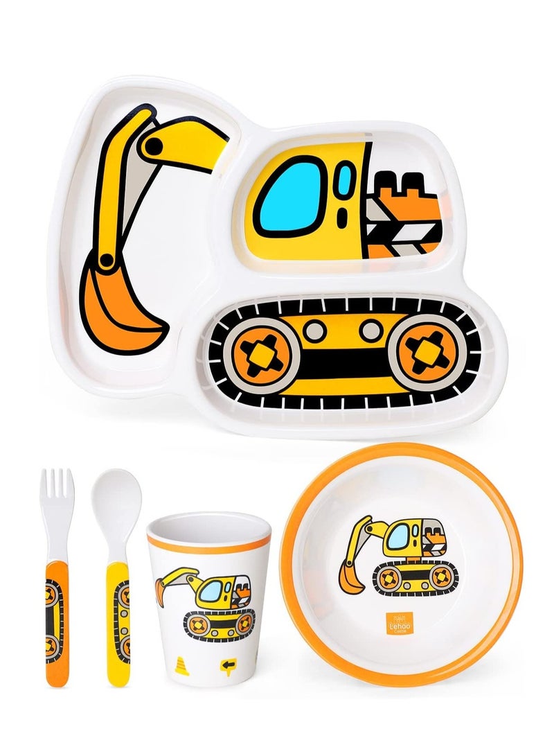 Kids Dinnerware Set Includes Plate Bowl Cup and Tableware Made of Durable Material, Perfect for Child Toddler Utensils Self Feeding