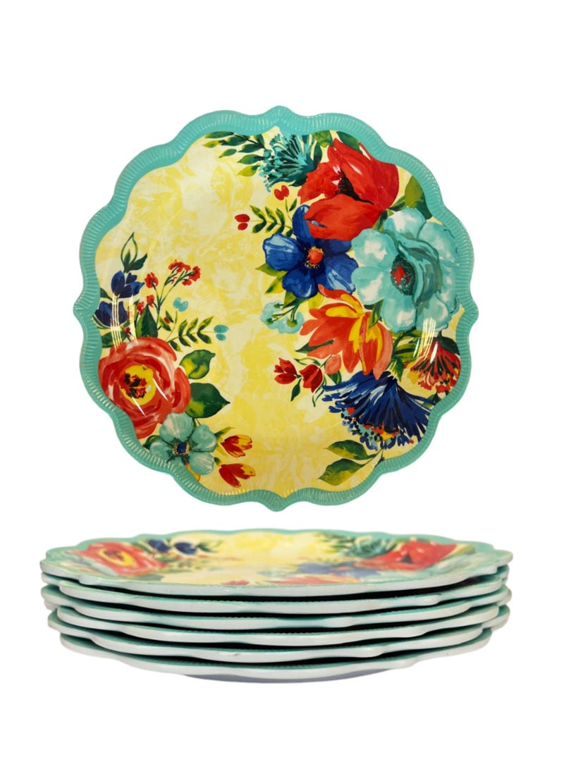 Dinner Plates - 6 Pcs, 10.75 Inch - 100% Melamine, Serving Dishes for Indoors and Outdoors