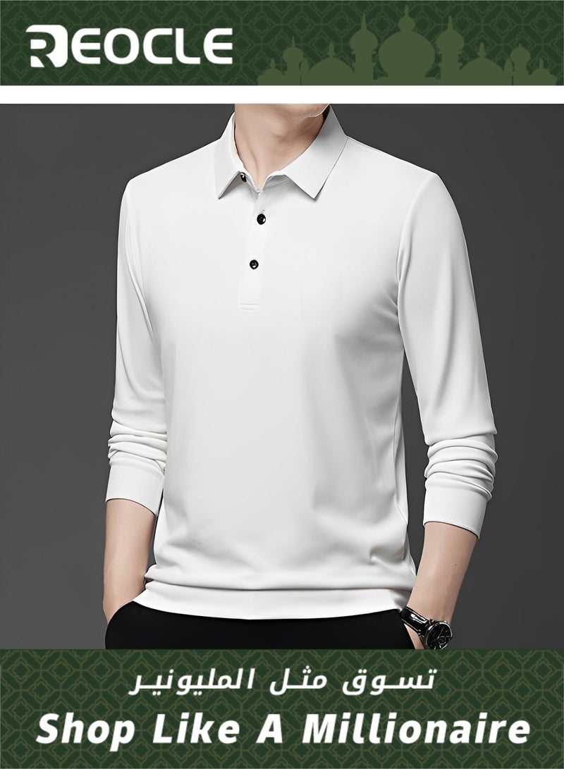 Men's Casual Tops Solid Color Lapel Polo Shirt Autumn Pineapple Check Men's Long Sleeve Casual Fashion