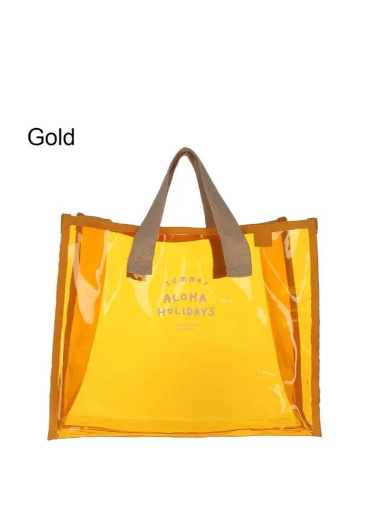 Waterproof Transparent Portable Jelly Bag Summer Large Capacity Handbag Shopping Beach Bag Shoulder Bag