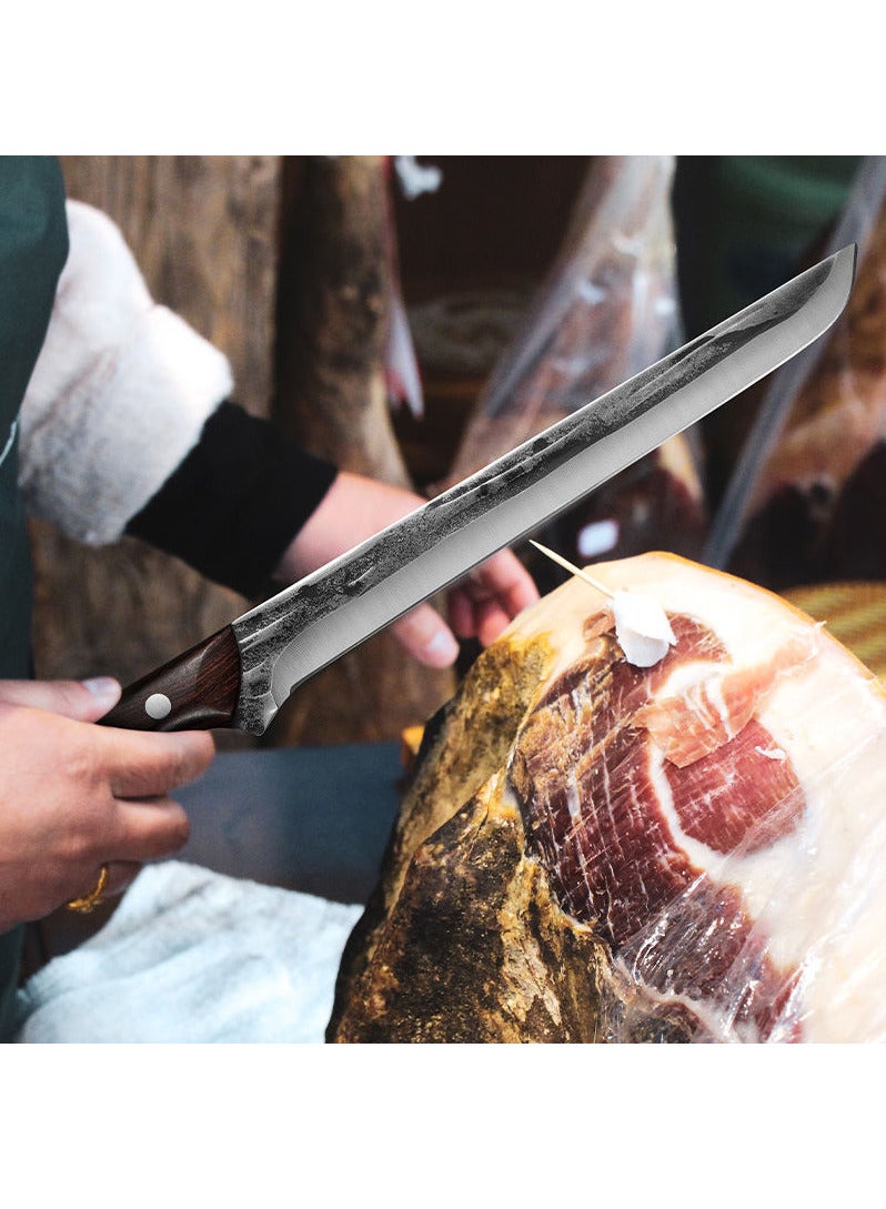 Chef's Meat Cutting Knife  Ham Knife with Sheath BBQ Meat Cutting Knife Brisket Knife,Slicing Knife / Ham Knife Stainless Steel Ergonomic Wood Handle,Knife (with Sheath)