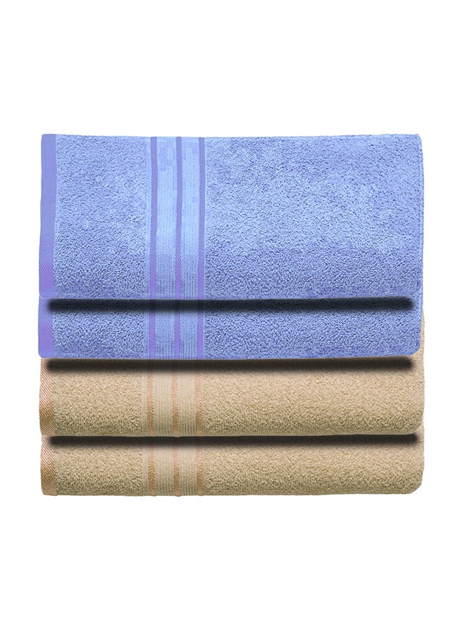 4-Piece Bath Towel Set Blue/Beige 70x140cm