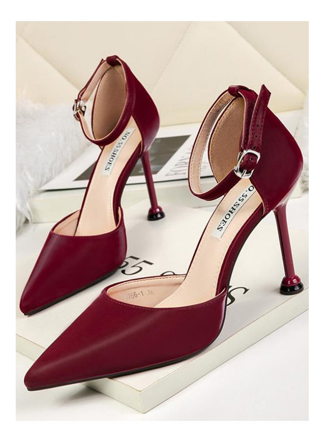 Pointed Toe Designed High-Heeled Shoes Red