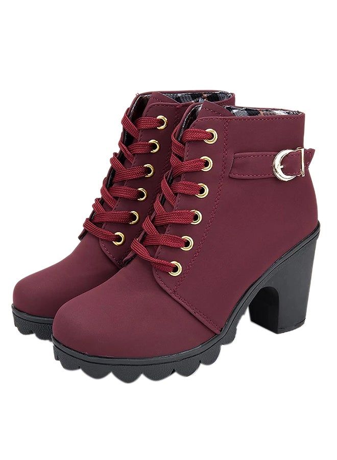 Heeled Ankle Boots Maroon