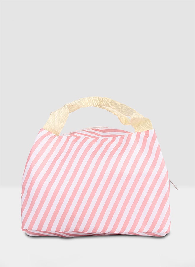 Reusable Thermal Insulated Lunch Bag Pink/White