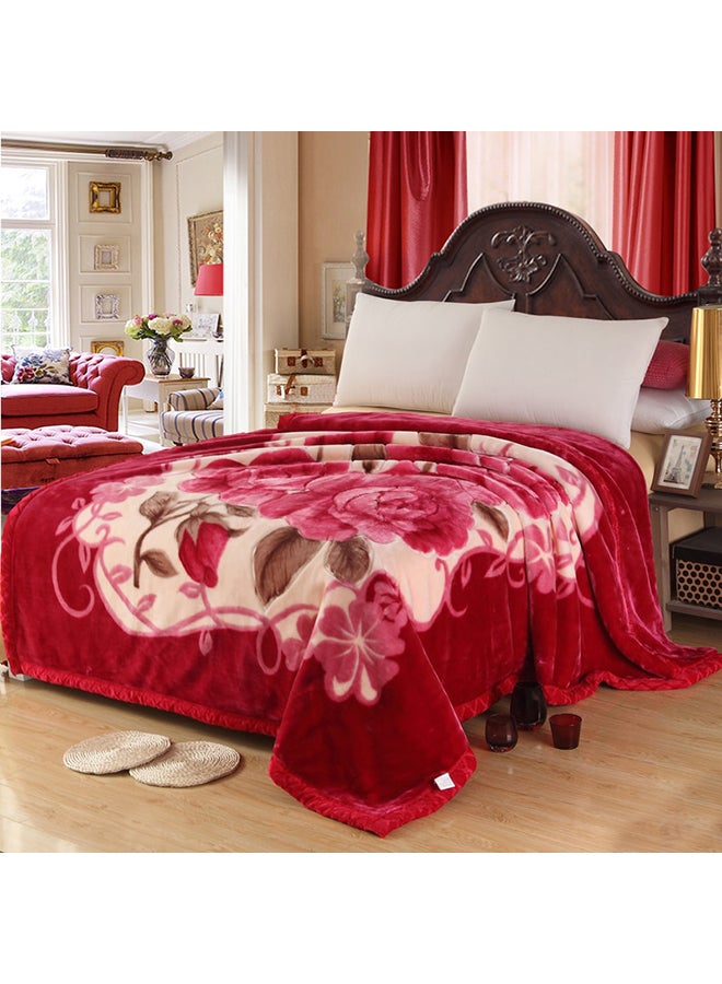 Floral Printed Trendy Throw Blanket cotton Red 200x230cm