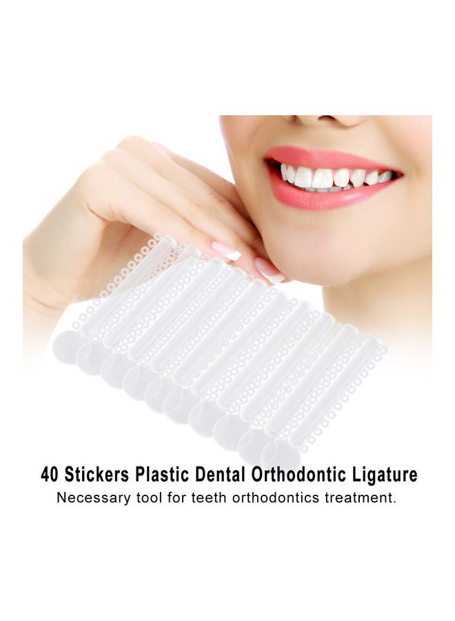 40-Sticker Plastic Dental Orthodontic Ligature Ties White 13 X 1 X 10cm