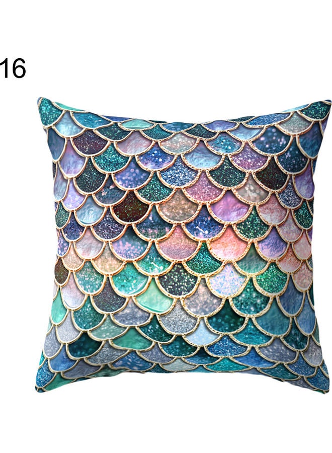 Fish Scale Designed Throw Pillow Case Multicolour
