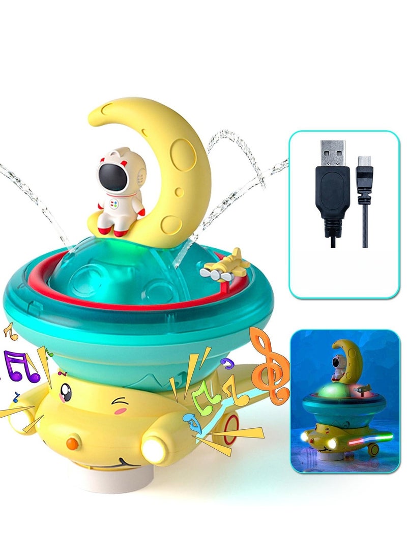 Baby Bath Toys for Toddlers, Spray Water Toy Rotation Baby Light up Bath Toys, Astronaut Sprinkler Bathtub Toys, Bathtub Pool Bath Toys Gift for 1 2 3 4 5 Year Old Boys Girls