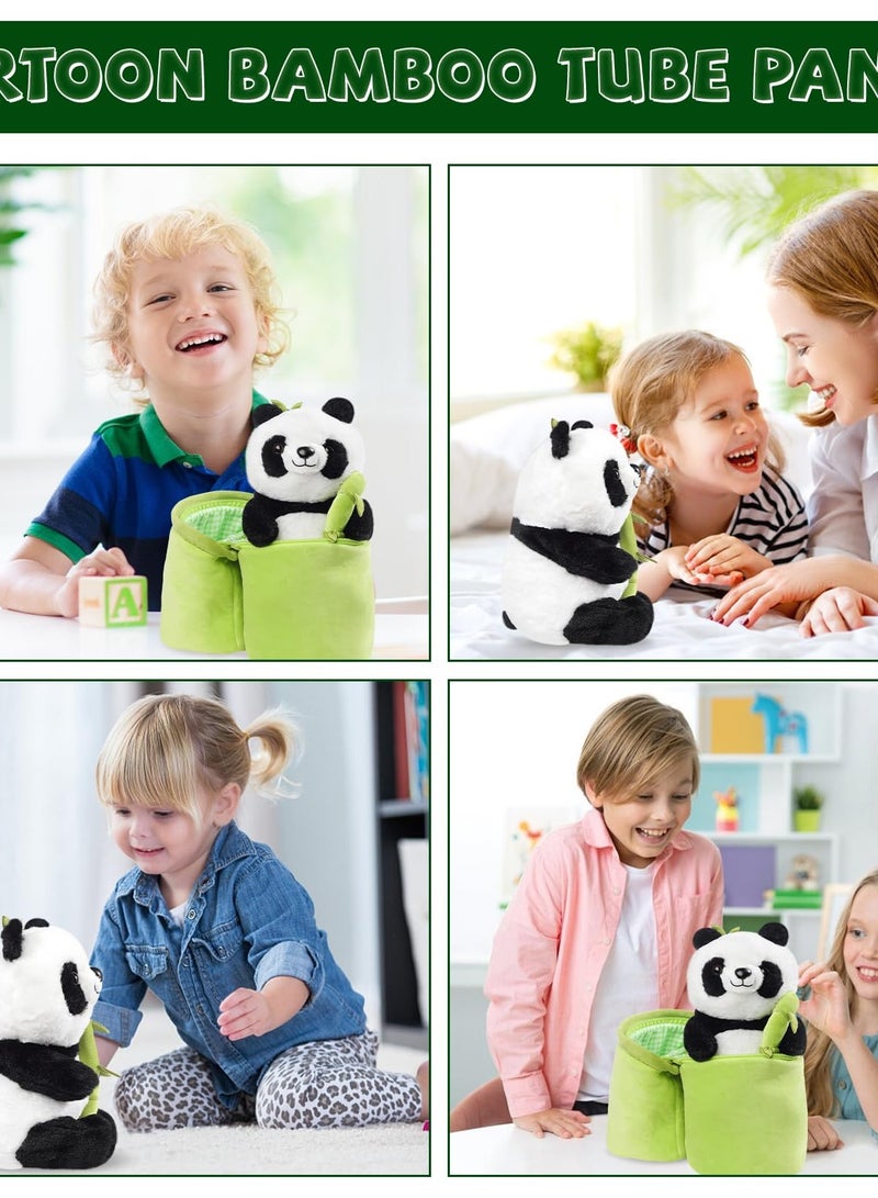 Panda Stuffed Animals, 2 in 1 Bamboo Tube Panda Plush and Pillow, Soft Plush Toy for Tummy Time, Babies' Play, and Cuddles, Adorable Gift for Boys and Girls