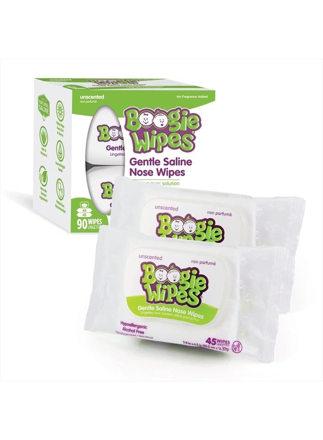 Baby Wipes by Boogie, Saline Wet Wipes for Nose, Face,Hand & Body, FSA/HSA Eigible, Made with Vitamin E, Aloe, Chamomile and Natural Saline, 90 Count (Packaging May Vary) - Unscented