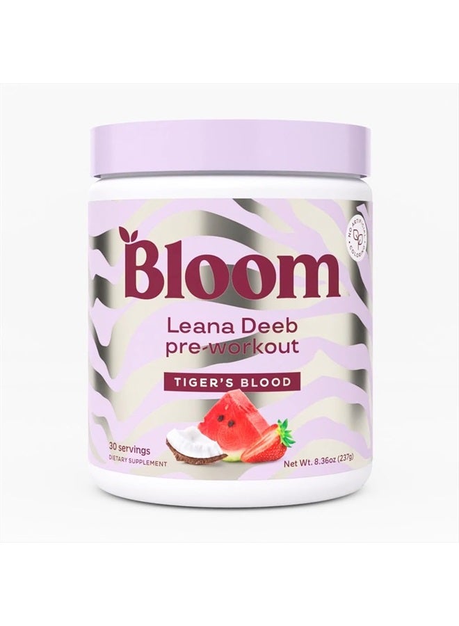 Pre Workout Powder for Women by Leana Deeb - Preworkout Focus Blend with Amino Acids, Beta Alanine, Ginseng, L-Tyrosine & Natural Caffeine - Sugar Free & Keto Drink Mix (Tiger's Blood)