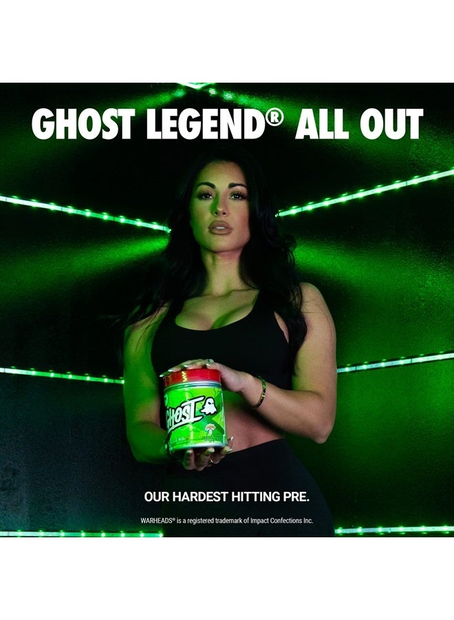 Legend All Out Pre-Workout Powder, Warheads Sour Green Apple - 20 Servings - Pre-Workout Supplement for Men & Women - Energy & Pumps - Caffeine, L-Citrulline, & Beta Alanine Blend - Sugar Free