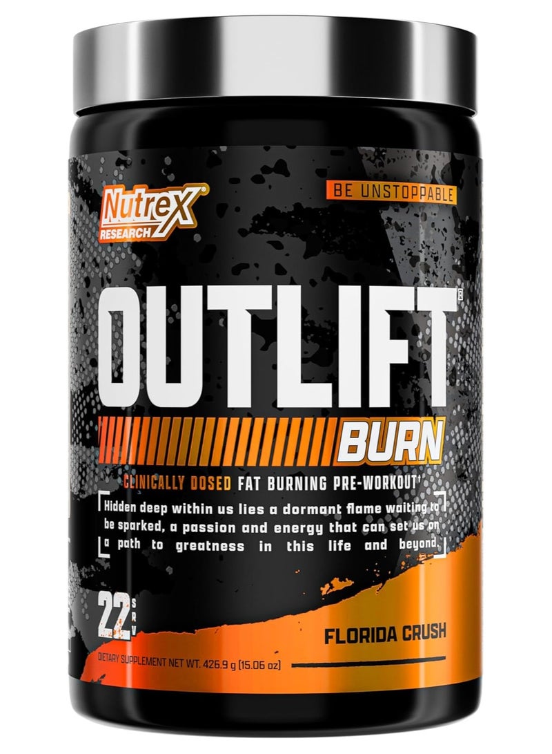 OUTLIFT Burn Clinicaly Dosed Fat Burning Pre Workout Florida Crush Flavour 22 servings  426.9 g