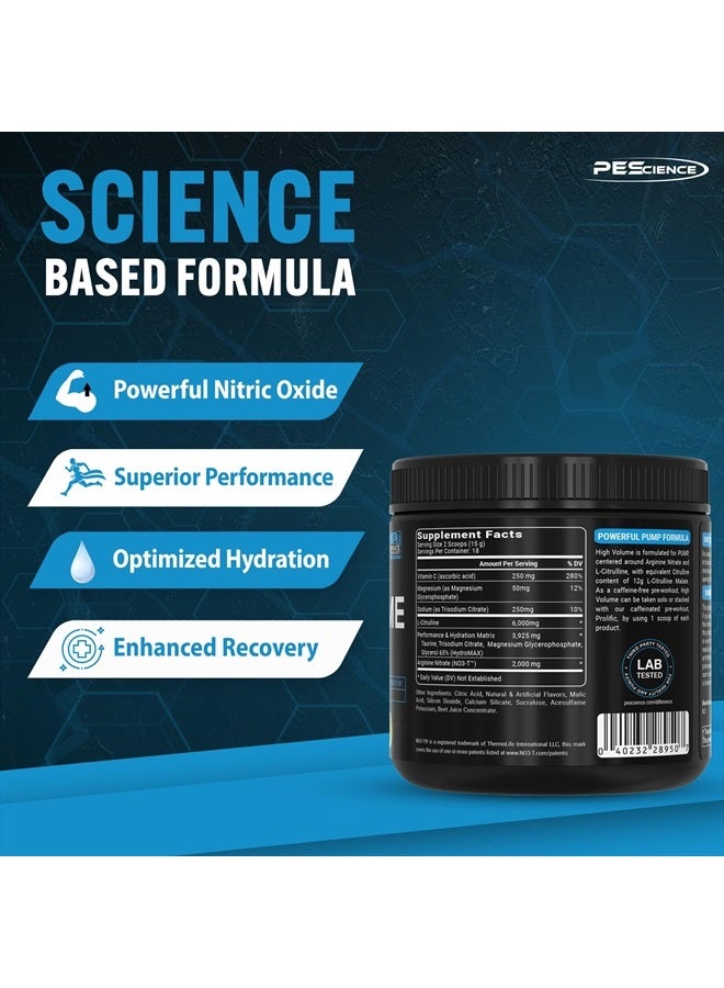 High Volume Nitric Oxide Booster Pre Workout Powder with L Arginine Nitrate, Raspberry Lemonade, 36 Scoops, Caffeine Free