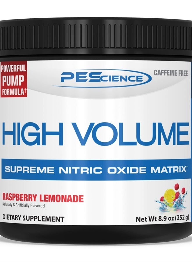 High Volume Nitric Oxide Booster Pre Workout Powder with L Arginine Nitrate, Raspberry Lemonade, 36 Scoops, Caffeine Free