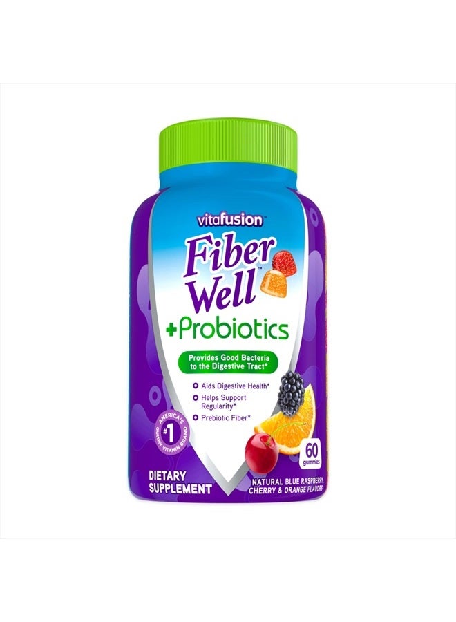 Fiber Well + Probiotics Gummies for Adults, 60 Count