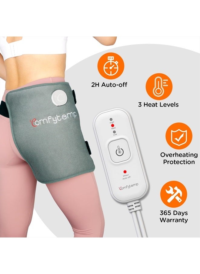 Hip Heating Pad for Hip/Sciatica Pain Relief - FSA HSA Eligible Hip Support Brace, Fathers Day Dad Gifts from Daughter, Lower Back/Thigh/Buttock Electric Heat Pad, Hot Physical Therapy(S/M)