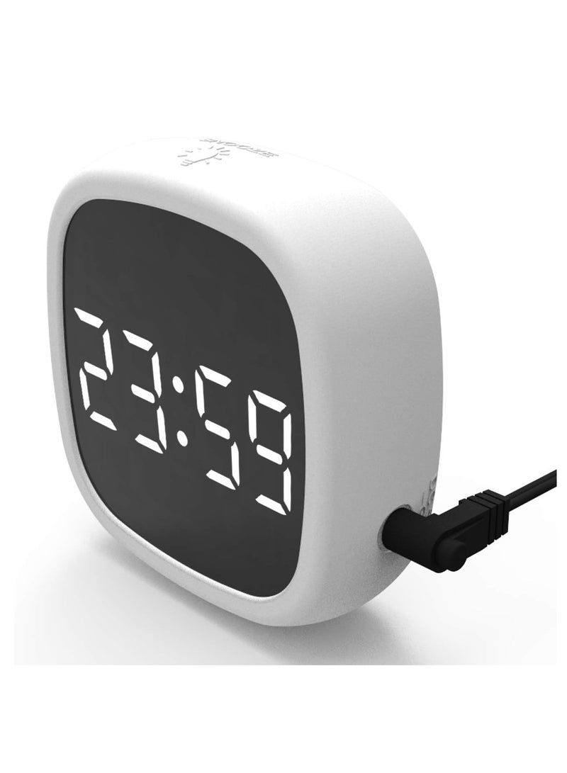 LED Digital Snooze Alarm Clock Alarm Clock Digital Travel Alarm Clocks Bedside Battery Mains Powered Dual Loud Alarms for Heavy Sleepers LED Clock with Adjustable Brightness Snooze and Adapter