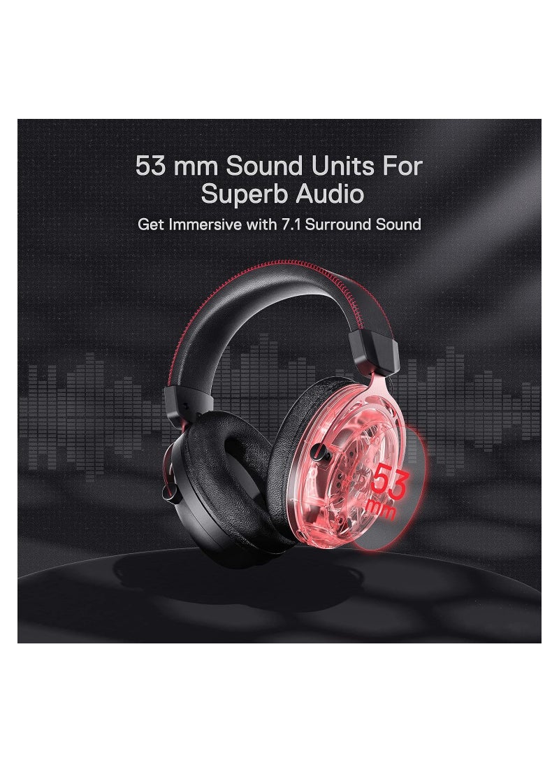 Diomedes Wired Gaming Headset H386 - 7.1 Surround Sound - 53MM Drivers - Detachable Microphone - Multi Platforms Headphone - USB/AUX 3.5mm Compatible with PC, PS4/3 & Xbox One/Series X, NS