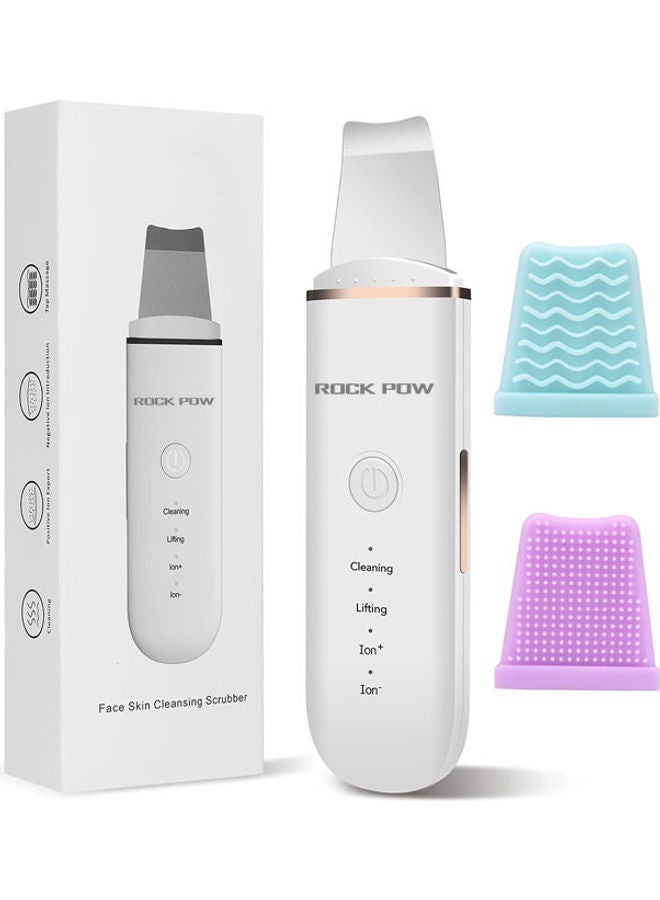 Face Skin Cleansing Scrubber with USB Charging and 2 Silicone Case White