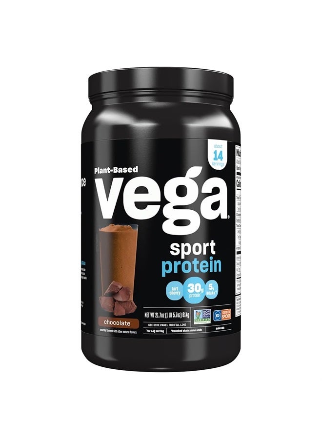 Sport Protein Powder Chocolate (14 servings, 21.7 oz) - Plant-Based Vegan Protein Powder, BCAAs, Amino Acid, tart cherry, Non Dairy, Gluten Free, Non GMO (Packaging May Vary)