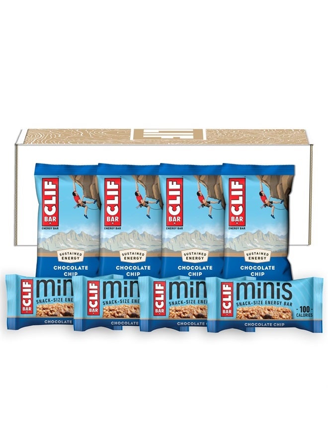 CLIF BAR - Chocolate Chip - Full Size and Mini Energy Bars - Made with Organic Oats - Non-GMO - Plant Based - 2.4 oz. and 0.99 oz. (20 Count)