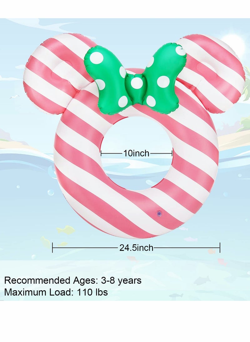 Pool Floats Kids, Inflatable for Adults, 25 inch Floaties Swimming Rings, Tube Toys for 3-8, Summer Beach Party Decorations (Pink Stripes)