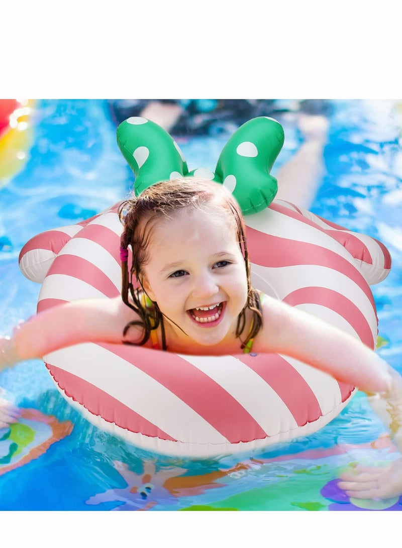 Pool Floats Kids, Inflatable for Adults, 25 inch Floaties Swimming Rings, Tube Toys for 3-8, Summer Beach Party Decorations (Pink Stripes)