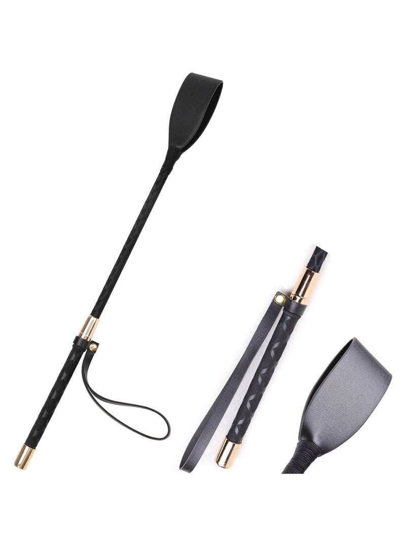 18 Inches Riding Crop English Whip with Genuine Leather Premium Quality Equestrianism Black