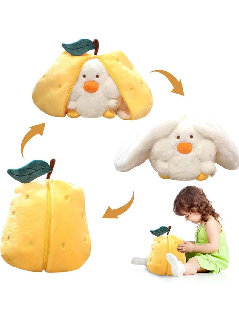 Pear Duck Plush Toy, 7.8 Inch   Plushie Hugging Plush Pillow, Duck Stuffed Animal Soft Plush Pear Doll with Zipper Sleeping Pillows Tummy Time Toys Gifts for Girls Boys Teens