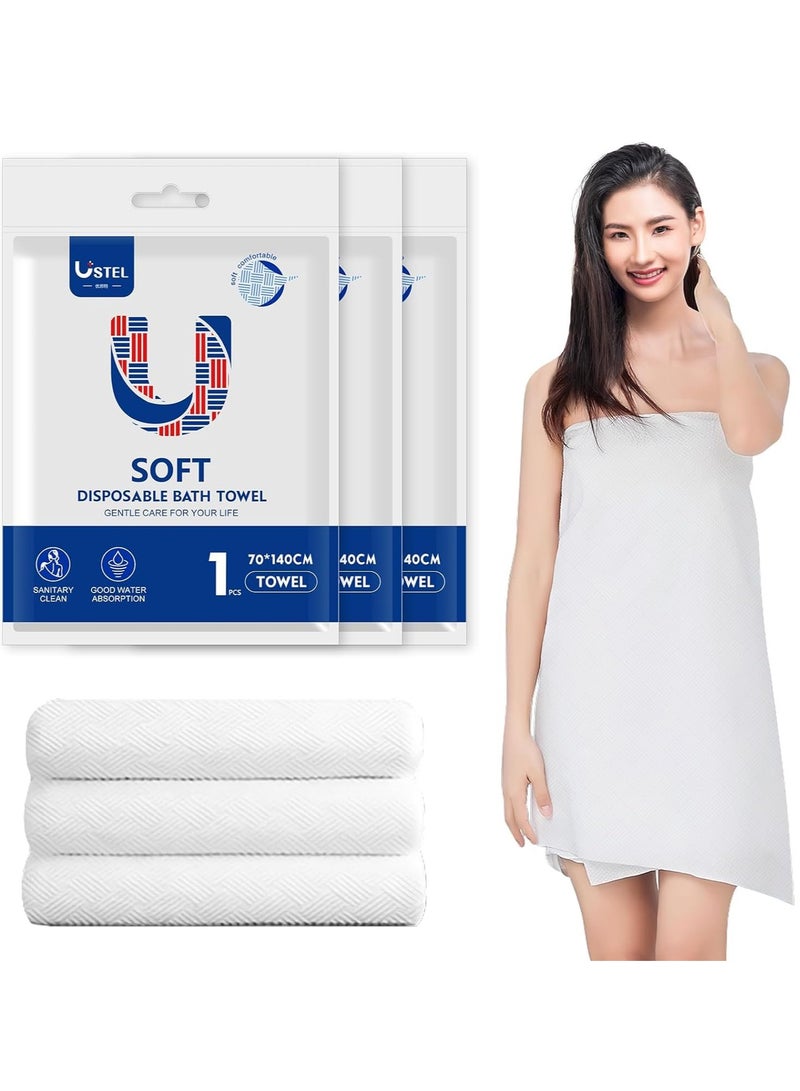 Premium Disposable Bath Towels, Disposable Bath Towels Portable Soft Towel Set for Hotel, Bathroom, Spa, Trip, Camping Highly Absorbent 55x27.5 Inch 4 Individually Packaged