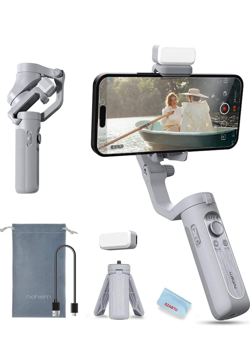 Smartphone Gimbal iSteady XE Kit Gimbal Stabilizer for Smartphone 3-Axis Cell Phone Handheld Gimbal with Fill Light, Stabilizer for iPhone&Android Lightweight Youtuber Vlogging Live Stream