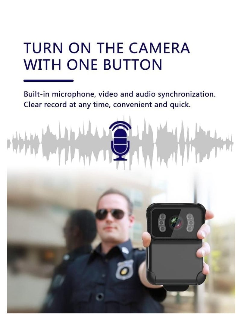 Mini WIFI Body Camera Video Recorder, Wearable Police Body Cam with Night Vision, Body Worn Camera with Audio and Video Recording, Law Enforcement, Security Guard (64G Memory)