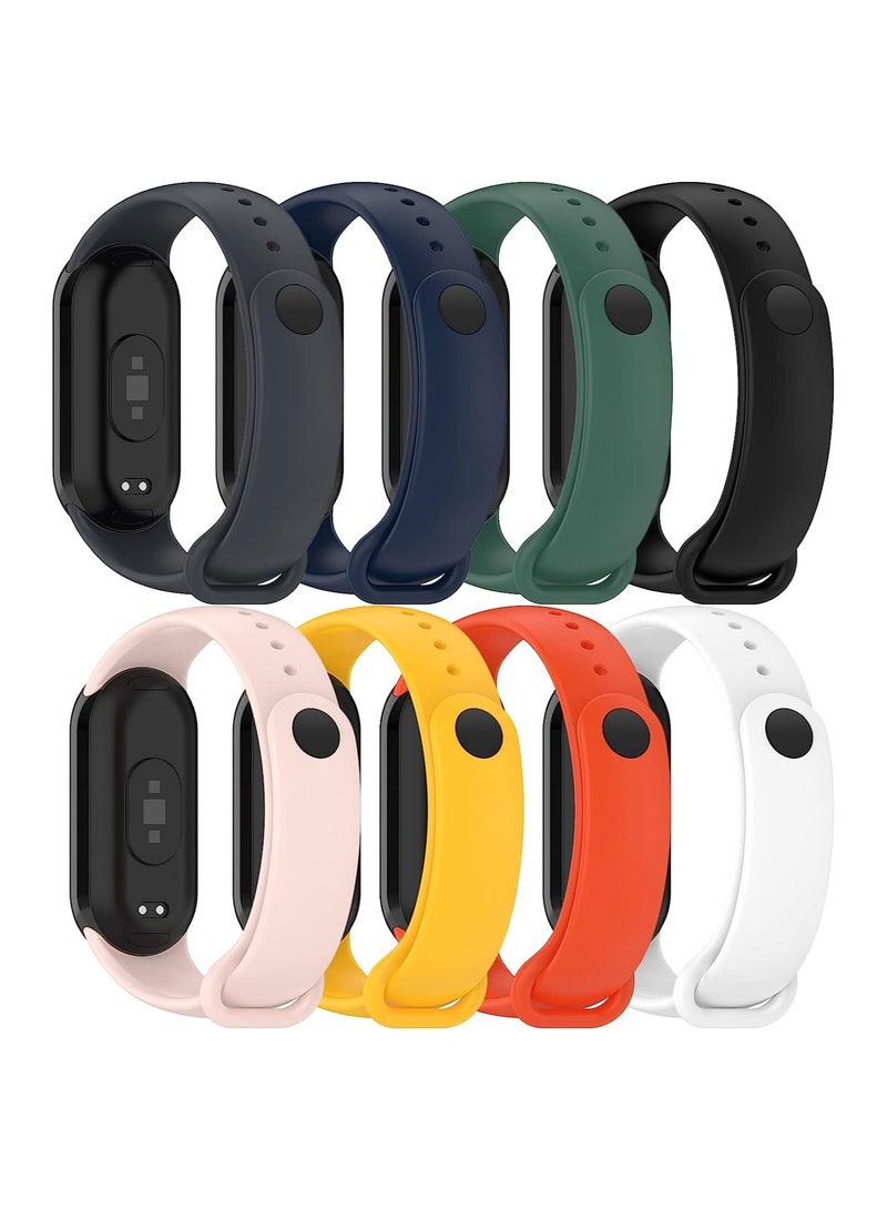 Mi Band 8 Silicone Sport Bands, Adjustable Colourful Replacement Band for Xiao Mi Band 8, 8 Pcs - 8 Color