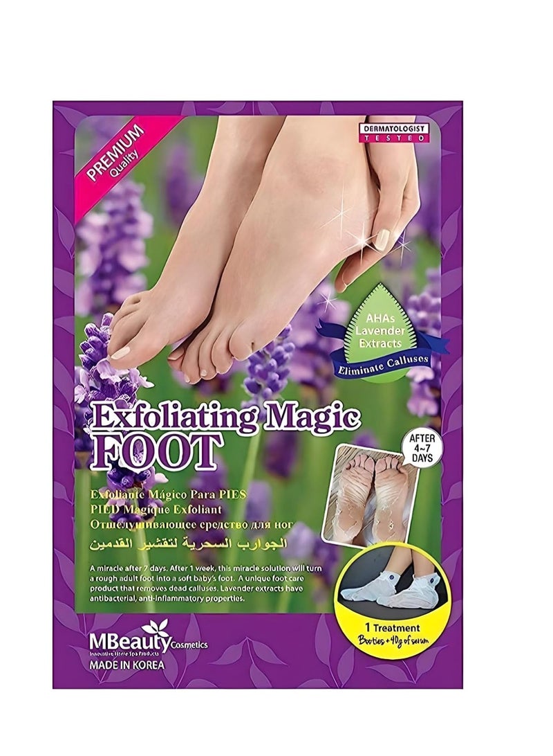 MBeauty Exfoliating Magic Foot Socks, Single Use 1 Pair Moisturizing Socks, Softens & Removes Dead Calluses, Infused With Natural Ingredients, 40g Each, Pack of 1