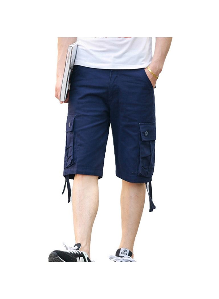 New Men's Cotton Shorts Capris Casual Shorts Navy Blue
