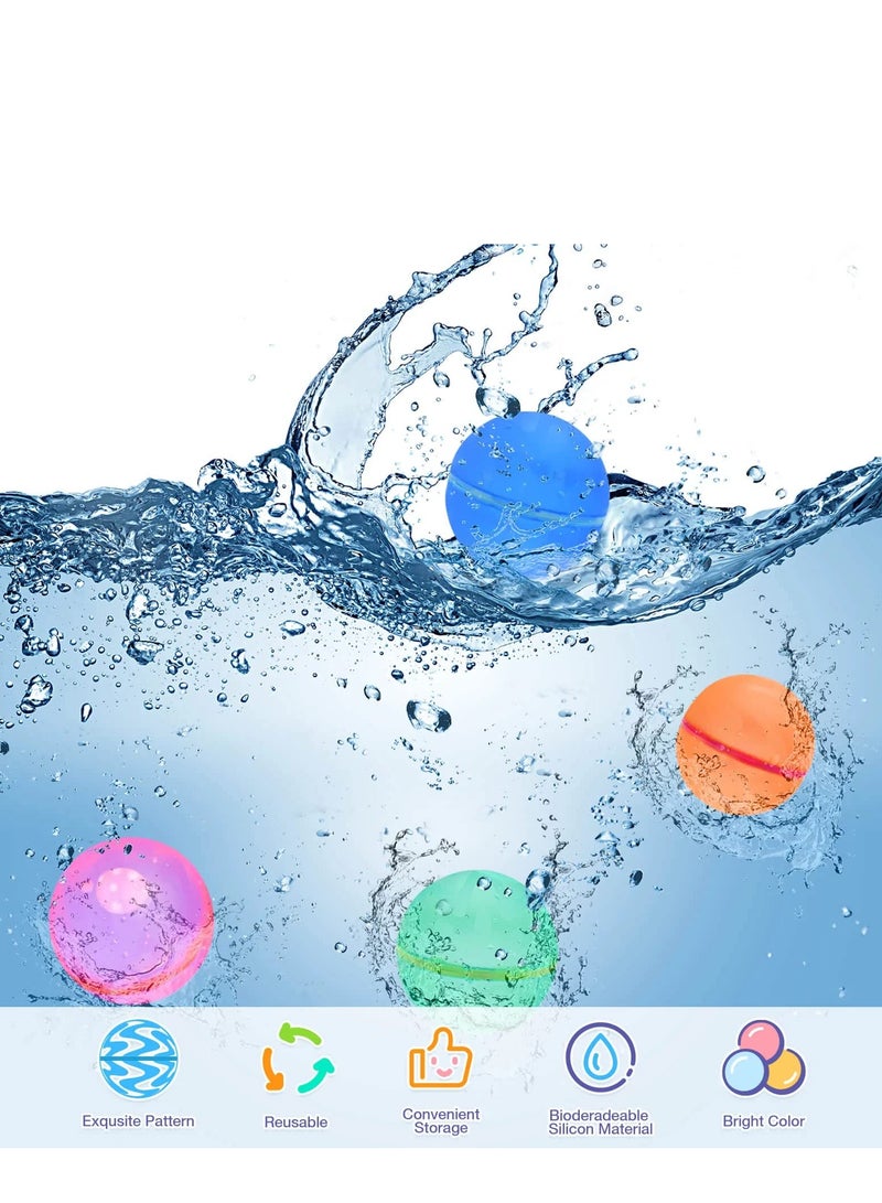 Reusable Water Balloons, Quick Fill Self Sealing, Summer Water Toys, Outdoor Toys, Pool Toys, Self-Sealing Water Ball for Kids Adults (6 Pcs)