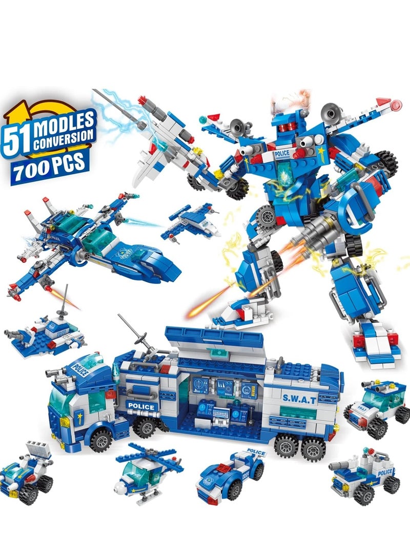 STEM Building Toys for Boys Age 8-12, Erector Set Building Blocks for 6-8 Year Old Boys, Educational Build a Robot Truck Kit Compatible with Major Brands for 6 7 8 9 10 12 yl (700Pcs 51 modles)