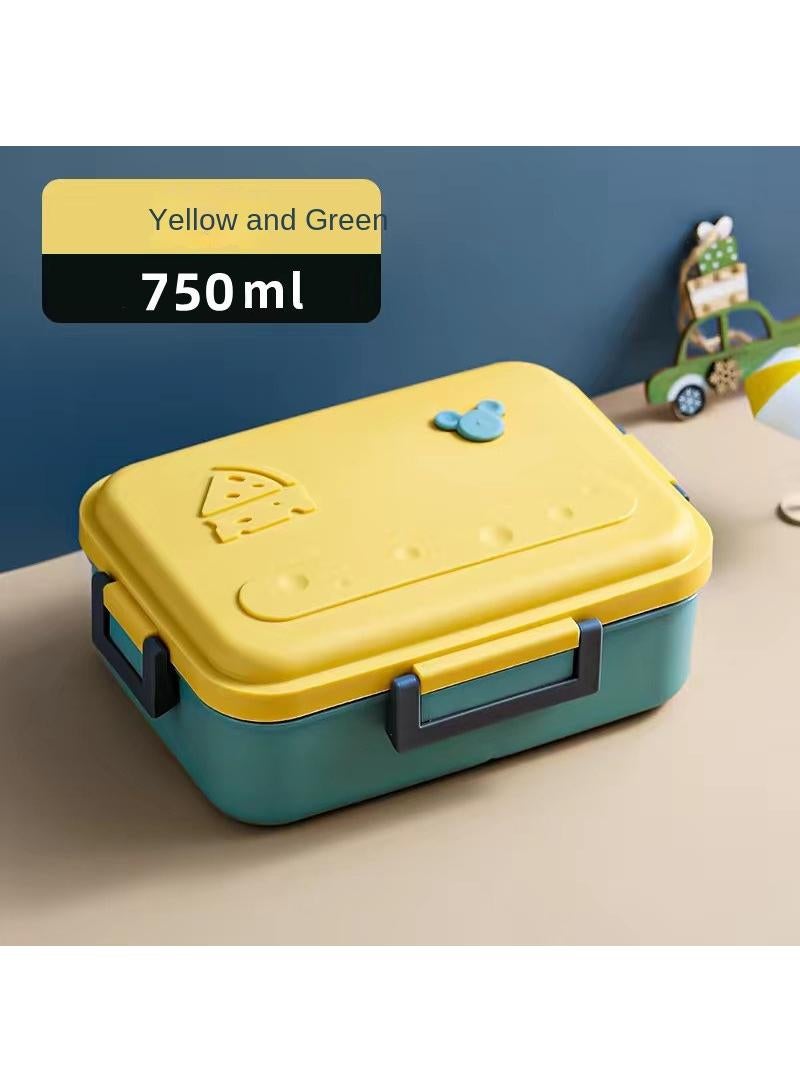 Stainless Steel Bento Box Removable Lunch Box 750ML Yellow/Green